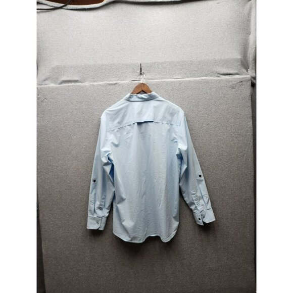 Wrangler Outdoor Mens Light Blue Button-Down Shirt Large Regular Fit Cotton/Poly - Picture 5 of 7